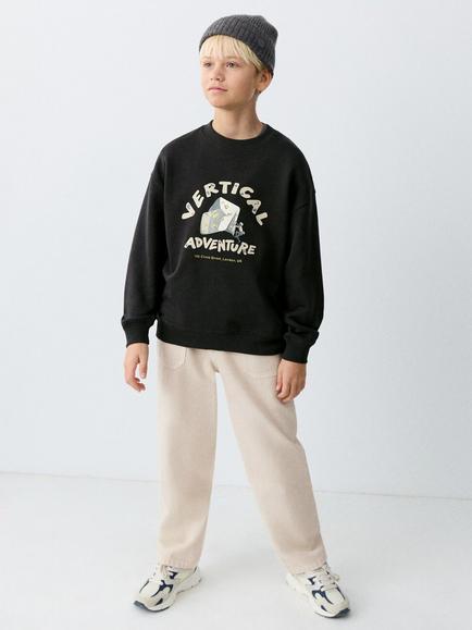 Mango Kids' Straight Utility Jeans, Sand, Sand