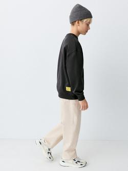 Mango Kids' Straight Utility Jeans, Sand - view 2, Sand