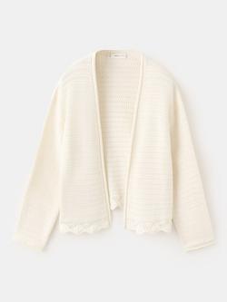 Mango Kids' Cotton Long Sleeve Cardigan, Raw, Raw