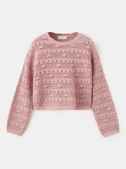 Mango Kids' Relaxed Knitted Jumper, Pink, Pink