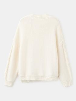 Mango Kids' Textured Knit Long Sleeve Jumper, Cream - view 2, Cream