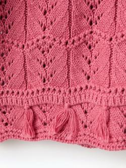 Mango Kids' Knitted Short Sleeve Top, Strawberry - view 2, Strawberry