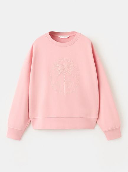 Mango Kids' Embroidered Sweatshirt, Pink, Pink