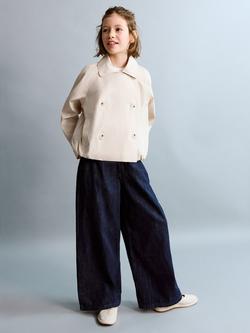 Mango Kids' Long Sleeve Cropped Trench Coat, Natural, Natural