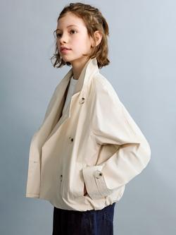Mango Kids' Long Sleeve Cropped Trench Coat, Natural - view 2, Natural