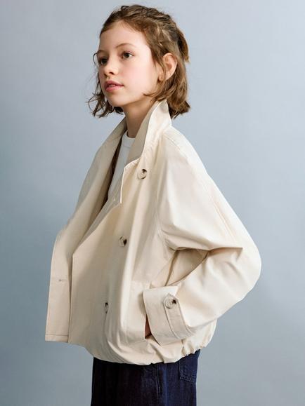 Mango Kids' Long Sleeve Cropped Trench Coat, Natural - view 2, Natural