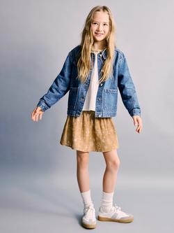 Mango Kids' Floral Mini Skater Skirt, Mustard, Mustard