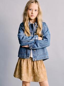 Mango Kids' Floral Mini Skater Skirt, Mustard - view 2, Mustard