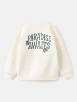 Mango Kids' Printed Crew Neck Sweatshirt, Ice - view 2, Ice