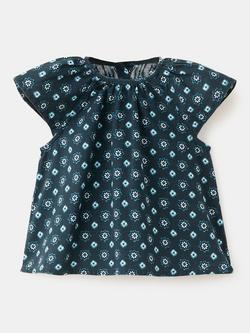 Mango Kids' Short Sleeve Printed Blouse, Navy, Navy