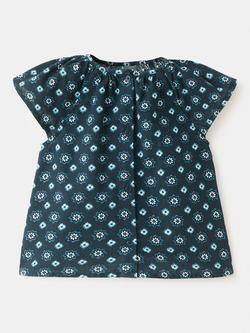 Mango Kids' Short Sleeve Printed Blouse, Navy - view 2, Navy