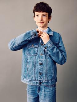 Mango Kids' Long Sleeve Regular Fit Denim Jacket, Mid Blue, Mid Blue