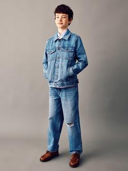 Mango Kids' Long Sleeve Regular Fit Denim Jacket, Mid Blue - view 2, Mid Blue