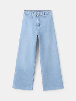 Mango Kids' Wide Leg Denim Jeans, Mid Blue, Mid Blue