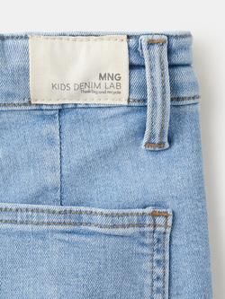 Mango Kids' Wide Leg Denim Jeans, Mid Blue - view 2, Mid Blue