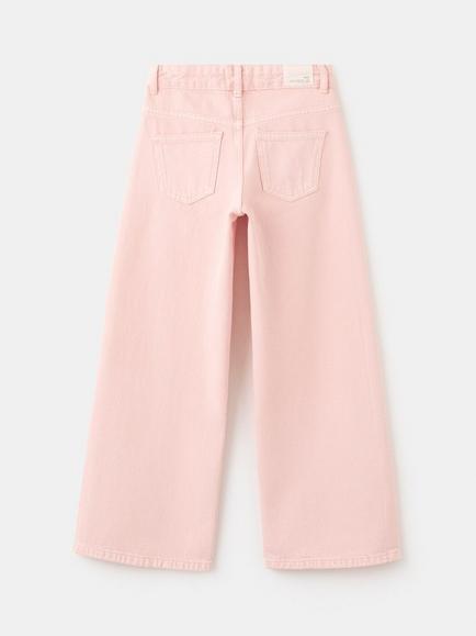 Mango Kids' Star Stud Wide Leg Jeans, Pink - view 2, Pink