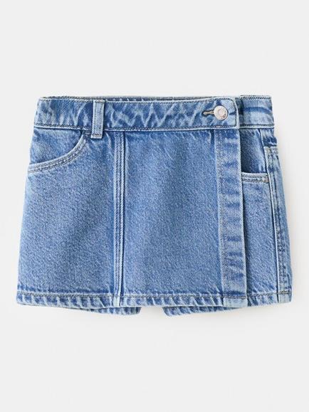Mango Kids' Denim Skort, Mid Blue, Mid Blue