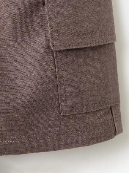 Mango Kids' Linen Blend Drawstring Cargo Shorts, Brown - view 2, Brown