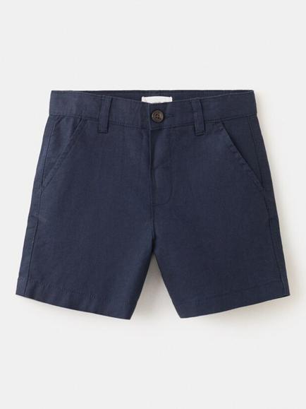 Mango Kids' Linen Blend Chino Shorts, Navy, Navy
