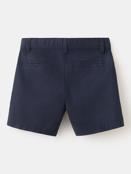 Mango Kids' Linen Blend Chino Shorts, Navy - view 2, Navy