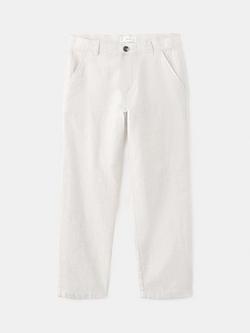 Mango Kids' Linen Rich Mid Rise Tailored Trousers, Sand, Sand