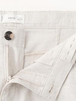 Mango Kids' Linen Rich Mid Rise Tailored Trousers, Sand - view 2, Sand