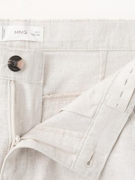 Mango Kids' Linen Rich Mid Rise Tailored Trousers, Sand - view 2, Sand