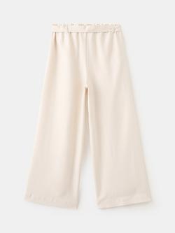 Mango Kids' Tie Waist Wide Leg Trousers, Beige - view 2, Beige
