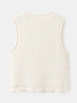 Mango Kids' Textured Knit Scallop Trim Vest, Raw - view 2, Raw