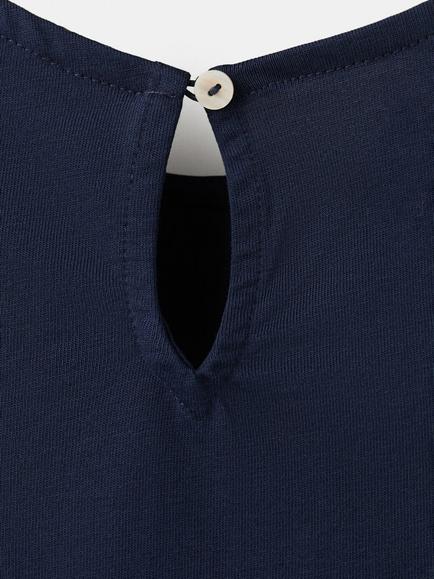 Mango Kids' Floral Appliqué Sleeveless Vest Top, Navy - view 2, Navy