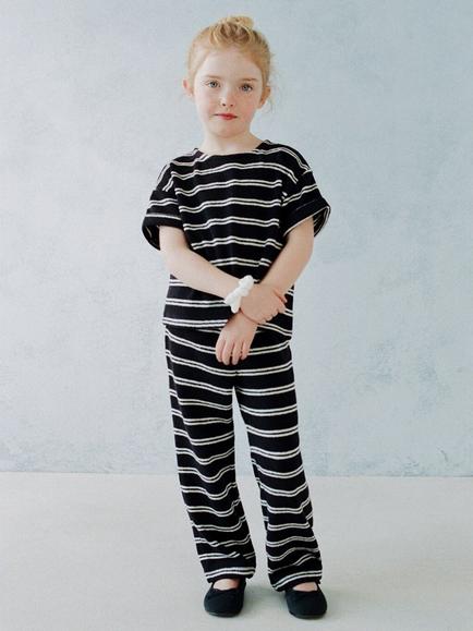 Mango Kids' Cotton Blend Straight Striped Trousers, Navy, Navy