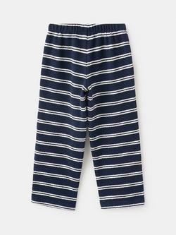 Mango Kids' Cotton Blend Straight Striped Trousers, Navy - view 2, Navy