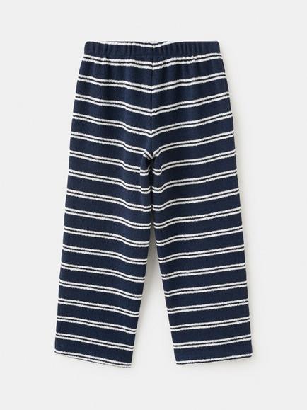 Mango Kids' Cotton Blend Straight Striped Trousers, Navy - view 2, Navy
