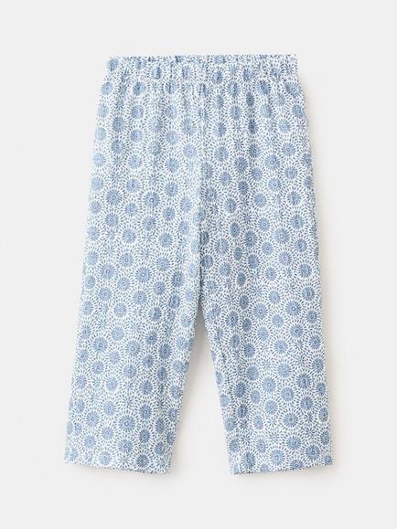Mango Kids' Printed Straight Cropped Trousers, Blue, Blue