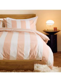 MADE Wide Stripe Duvet Cover Set, Pink Clay, Pink Clay