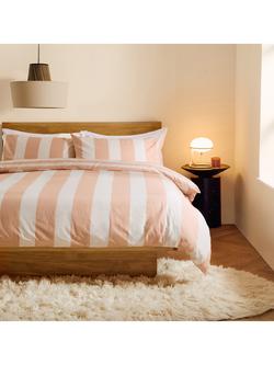 MADE Wide Stripe Duvet Cover Set, Pink Clay - view 2, Pink Clay