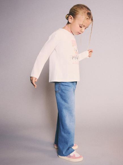 Mango Kids' Cotton Blend Jeans, Mid Blue, Mid Blue
