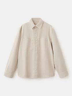 Mango Cotton Twill Shacket, Sand, Sand