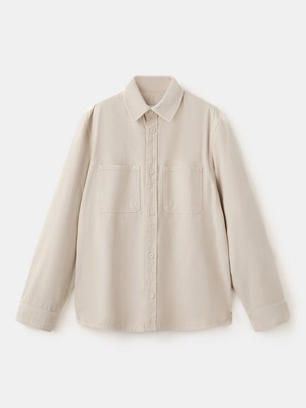 Mango Cotton Twill Shacket, Sand, Sand
