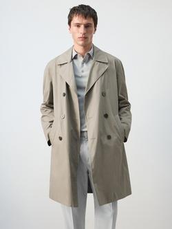 Mango Double Breasted Trench Coat, Taupe, Taupe