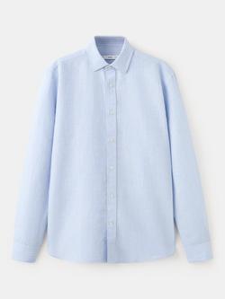 Mango Striped Linen Cotton Blend Shirt, Sky Blue, Sky Blue