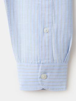 Mango Striped Linen Cotton Blend Shirt, Sky Blue - view 2, Sky Blue