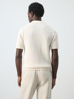 Mango Textured Polo Shirt, Cream - view 2, Cream