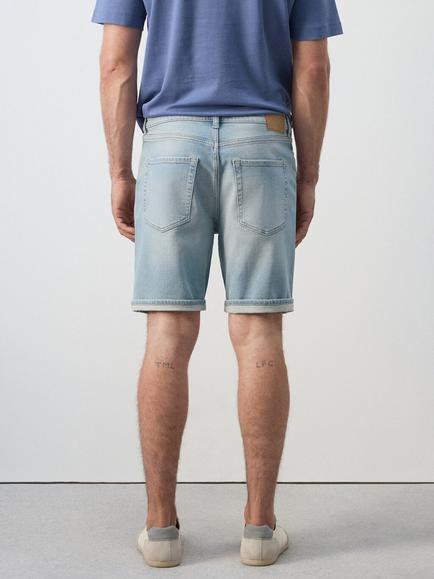 Mango Turn Up Cuff Denim Shorts, Light Blue - view 2, Light Blue