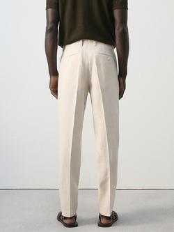 Mango Pantalon Linen Slim Fit Tailored Trousers, Raw - view 2, Raw