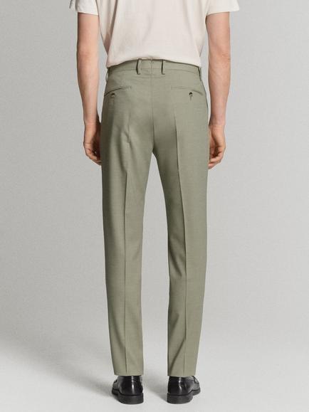 Mango Slim Fit Trousers, Green - view 2, Green