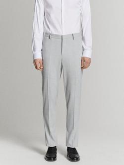 Mango Slim Fit Ankle Trousers, Light Grey Melange, Light Grey Melange