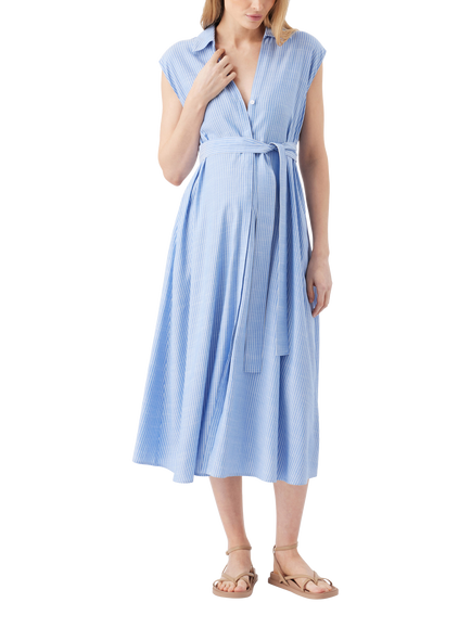Ripe Abby Stripe Maternity & Nursing Dress, Blue/White, Blue/White