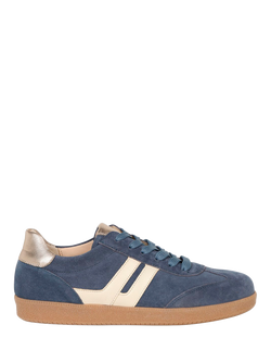 Gabor West Suede Lace Up Trainers, Jeans/Panna