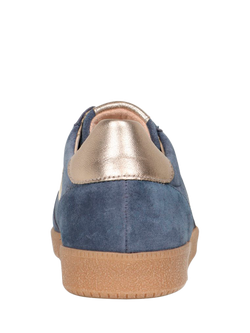 Gabor West Suede Lace Up Trainers - view 2, Jeans/Panna